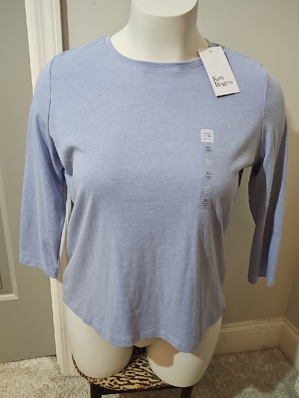 Kim Rogers Light Blue Long Sleeve Relaxed Knit Top